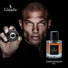 Gisada Ambassador Men bottle side profile showing versatile scent for daily wear.