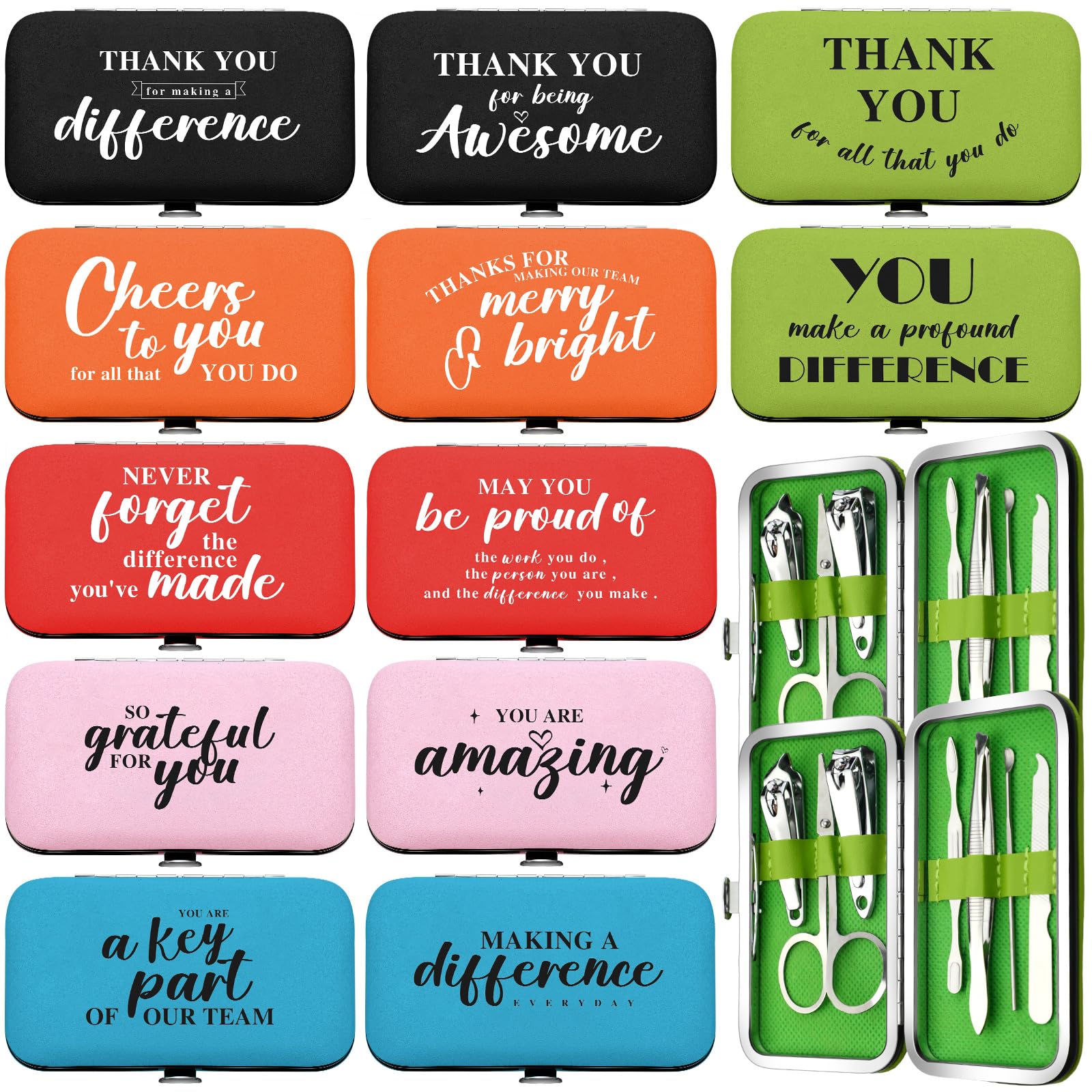 Gisafai inspirational manicure set collection displayed as gift-ready for teammates