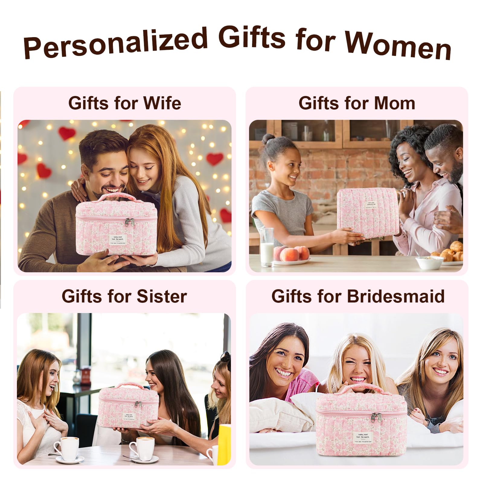 GISMTR floral pink cosmetic pouch showcasing feminine appeal and organization.