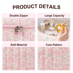 GISMTR kawaii design makeup bag featuring cute floral pattern for stylish use.