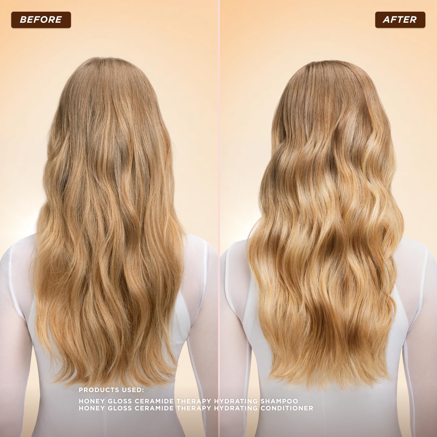 Gisou Honey Gloss conditioner texture close-up emphasizes creamy, smooth glide through hair