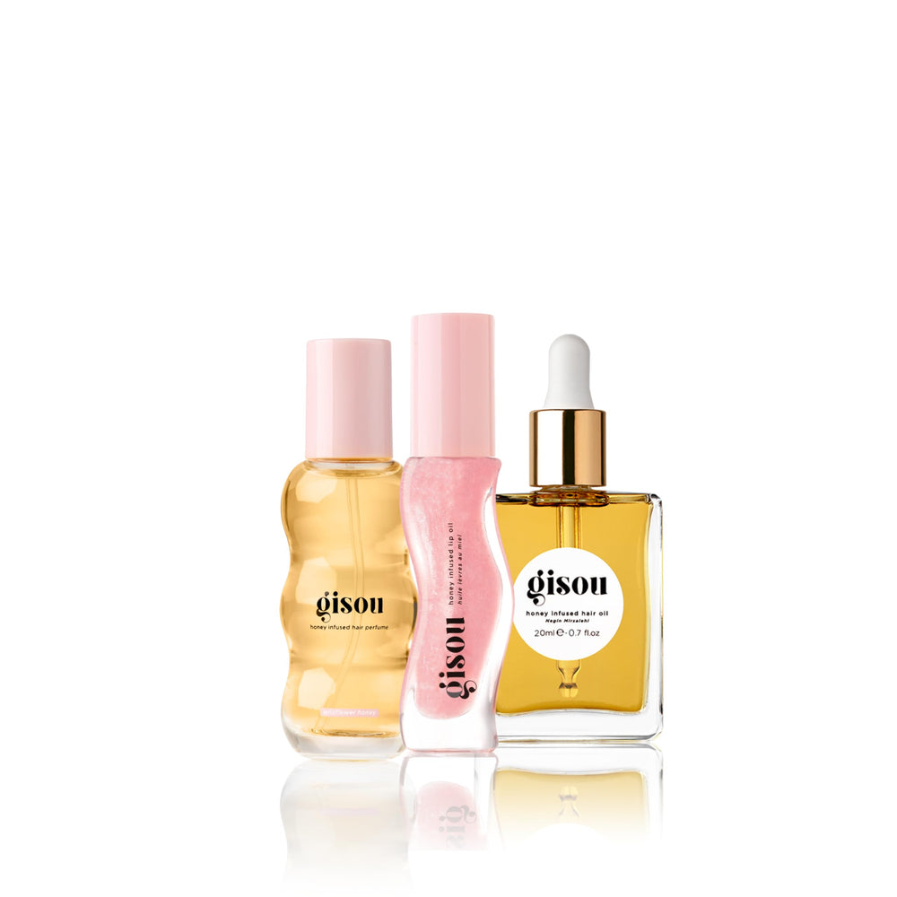 Gisou carry-on packaging demonstrates a ready-to-go beauty routine.