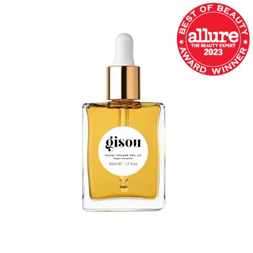 Gisou Honey Infused Hair Oil glossy-ends showcases instant shine with lightweight feel.