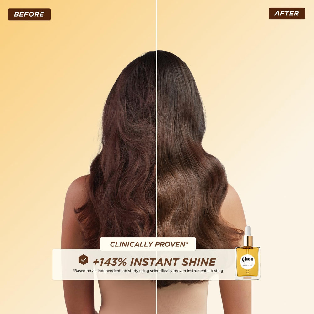 Gisou Honey Infused Hair Oil on-hair shine without heaviness for day-long polish.
