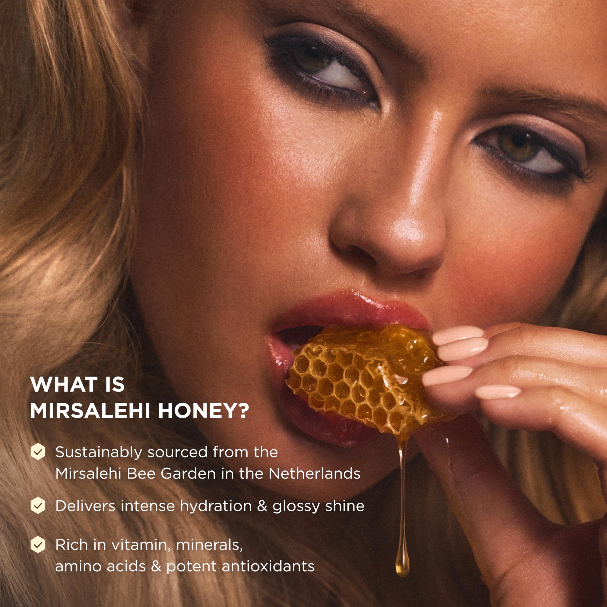 Gisou Honey Infused Hair Oil night treatment nourishes deeply while you rest.