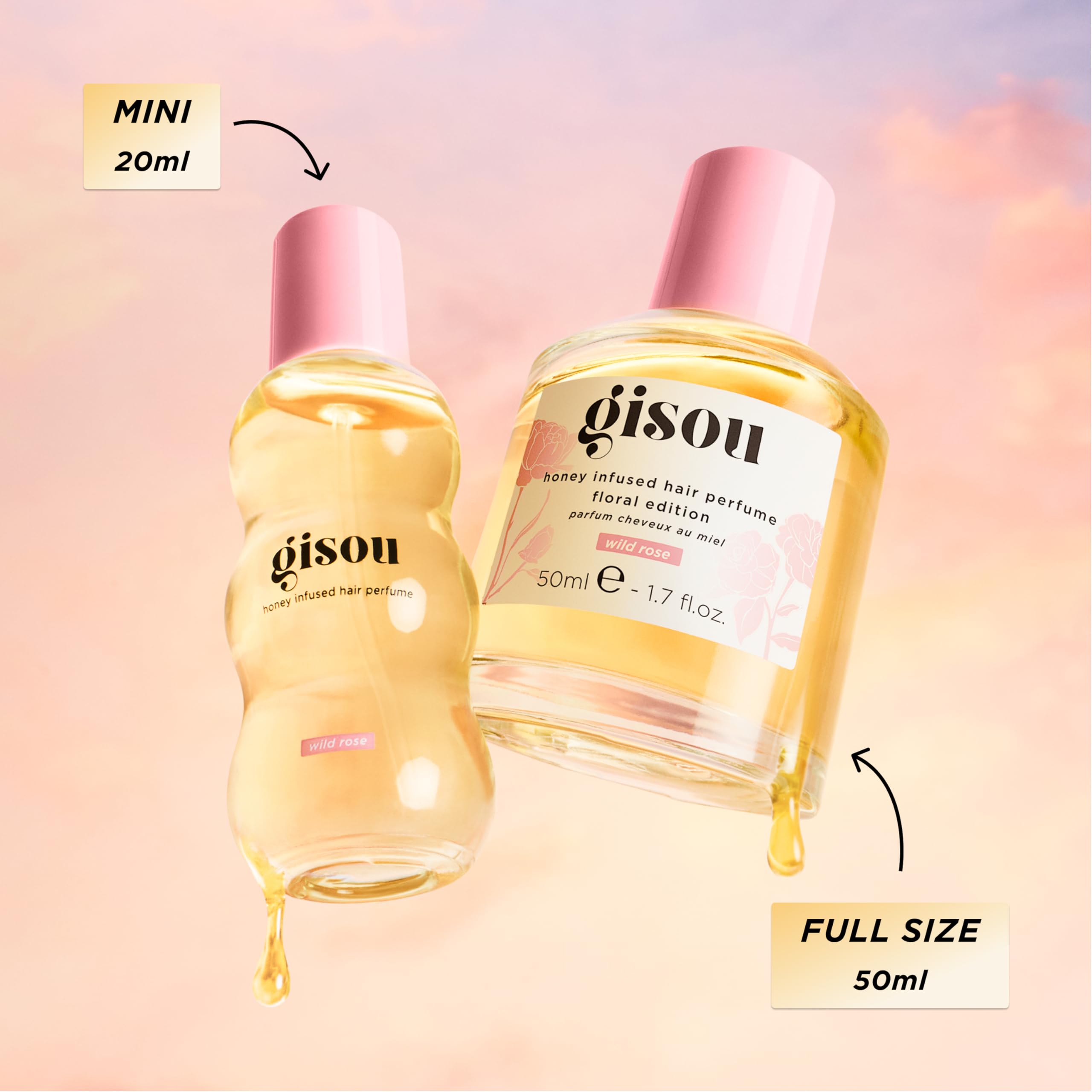 Gisou Honey Infused Hair Perfume with Argan Oil enhances softness and shine.