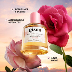 Gisou Honey Infused Hair Perfume on dry hair delivers quick fragrance boost.