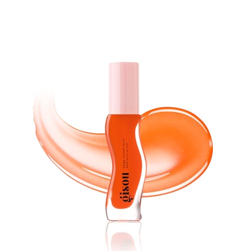 Gisou Mango Passion Punch lip oil cap close-up highlights glossy non-sticky finish.