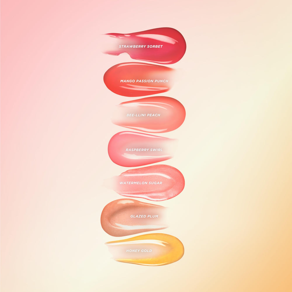 Gisou Mango Passion Punch shade swatch adds tropical flair.