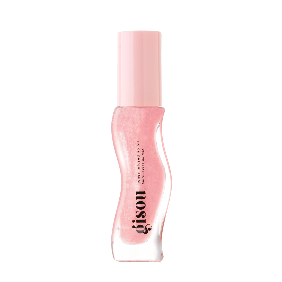 Gisou Honey Infused Lip Oil Watermelon Sugar bottle closeup for glossy hydration.
