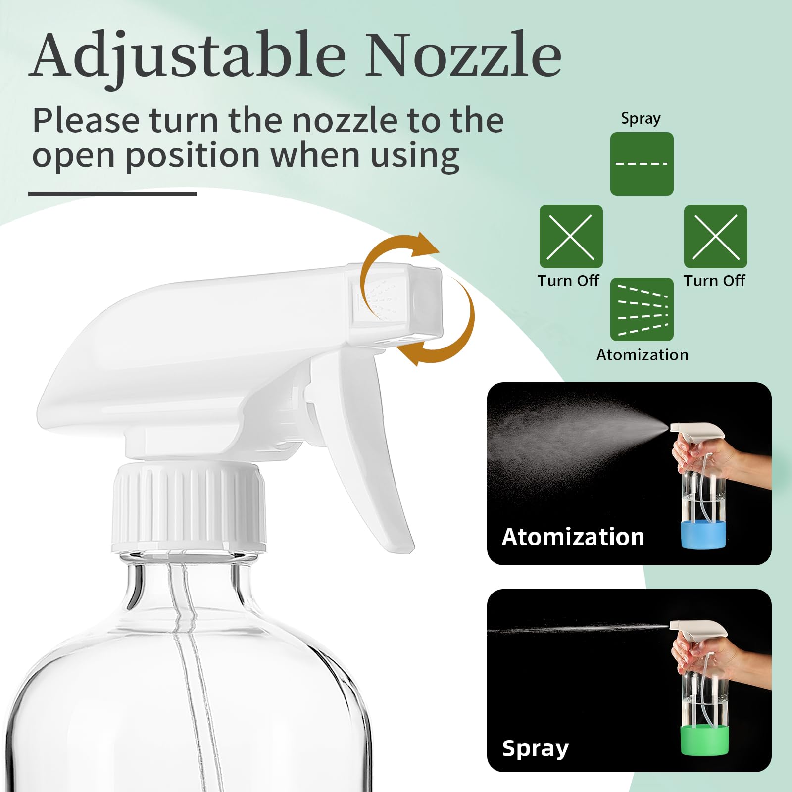 GIVAMEIHF adjustable nozzle on spray bottle offers full mist and targeted flow