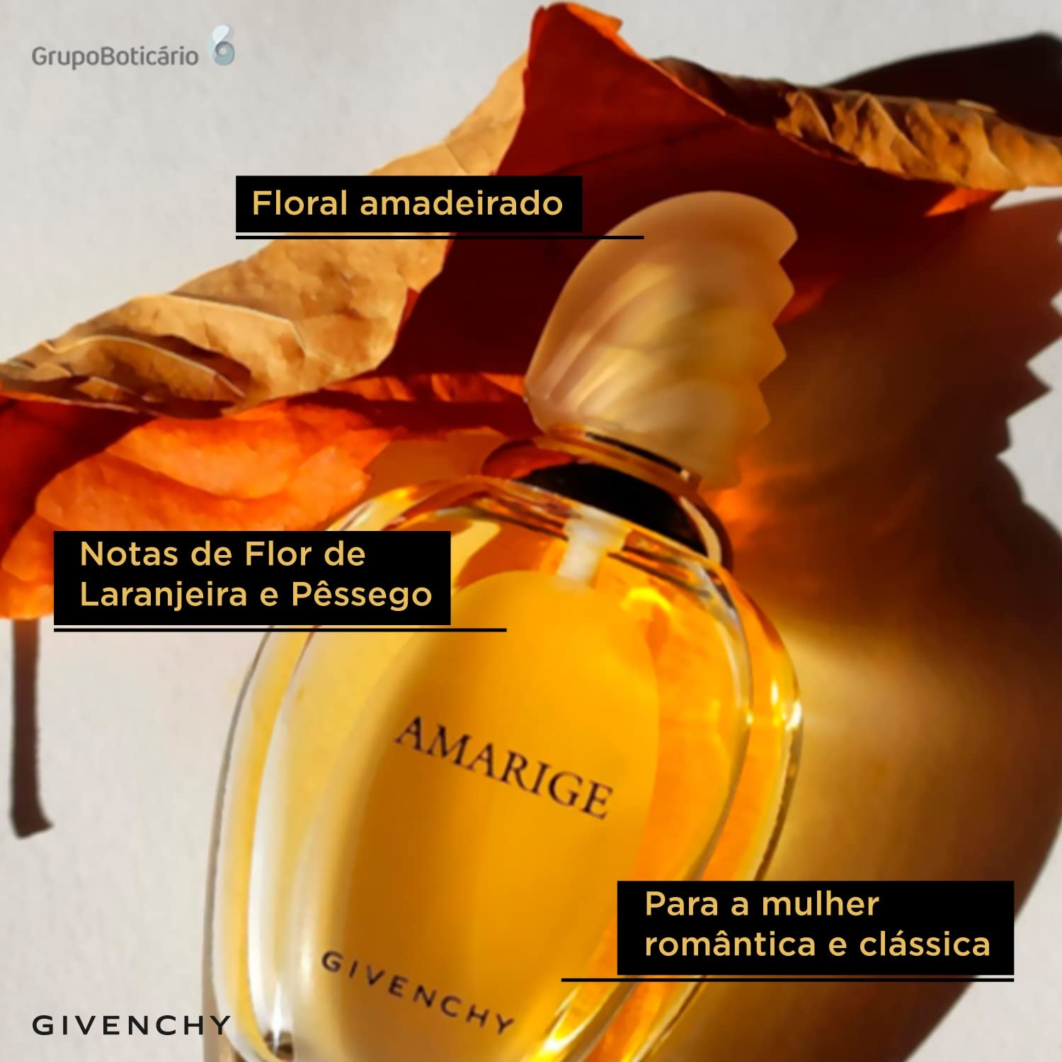 Givenchy Amarige bottle cap close-up highlighting elegant packaging and luxe experience.
