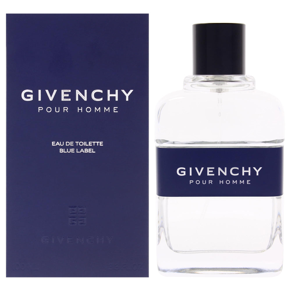 Givenchy Blue Label bottle front view, ideal for evening confidence boost.