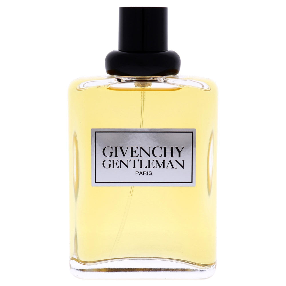 Givenchy Gentleman bottle side view highlights woodsy fragrance profile.