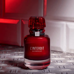 Givenchy L’Interdit Rouge cap closeup reveals luxe detailing and premium packaging.