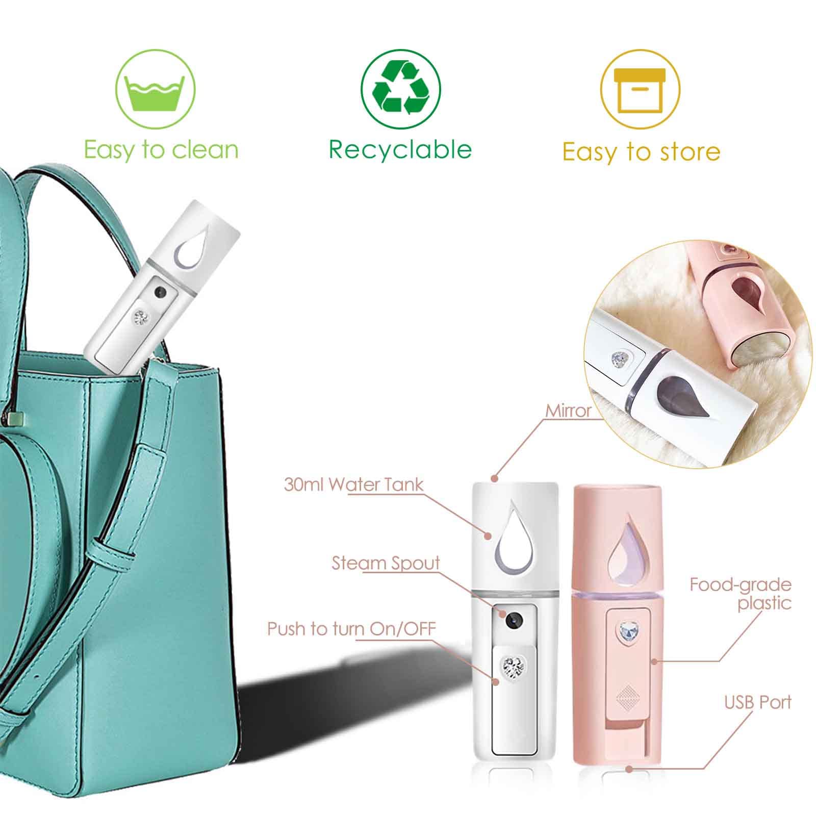 GIVERARE Nano Facial Steamer compact-size pink frames travel-friendly skincare on the go.