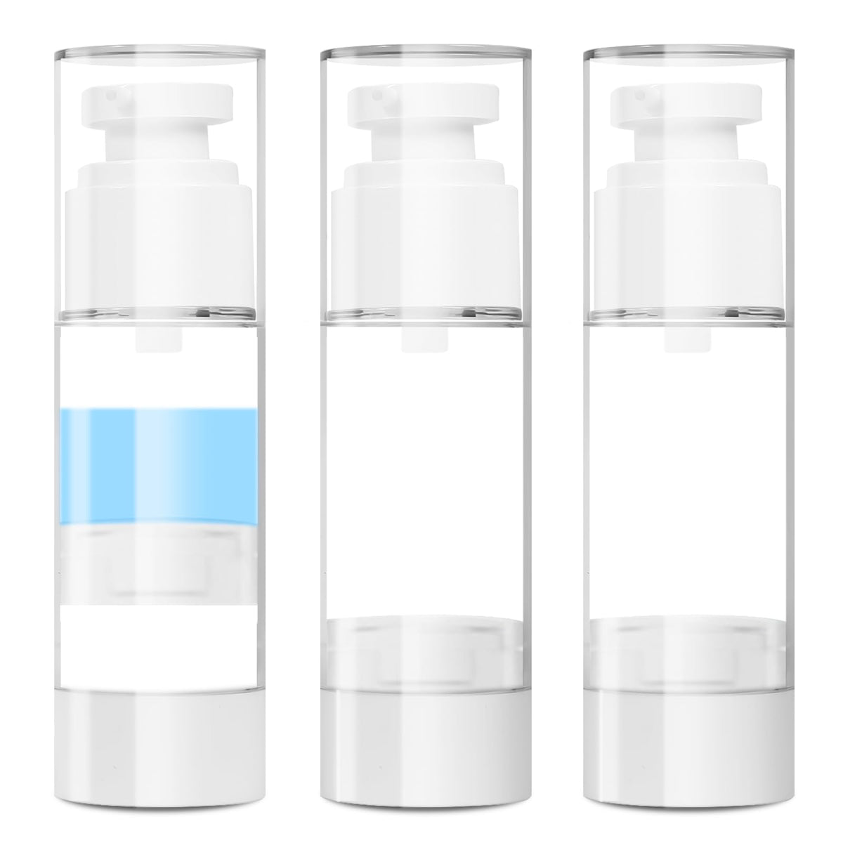 GIVITASOT airless pump bottles three-pack, front view, compact travel-friendly packaging.