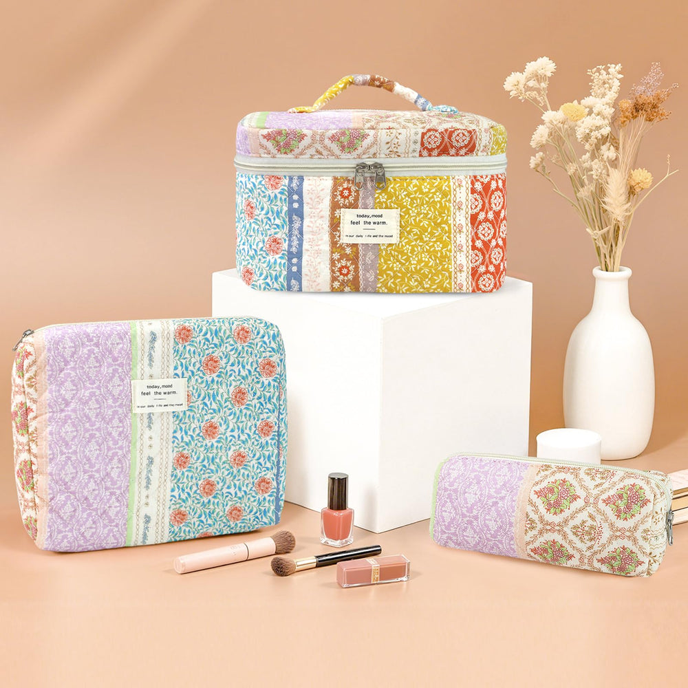 Givurao quilted cosmetic pouch with sturdy zipper, easy cleanup after use