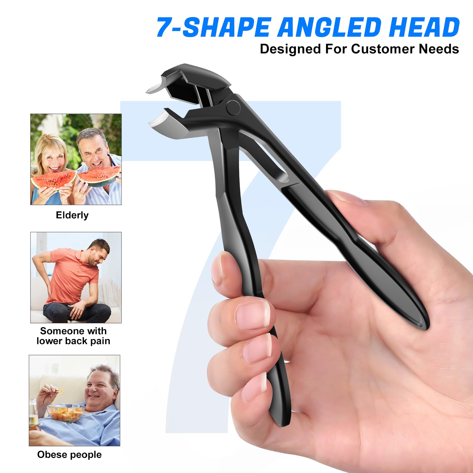 GJNL podiatrist-style toenail clippers 37mm deep reach for thick or ingrown nails
