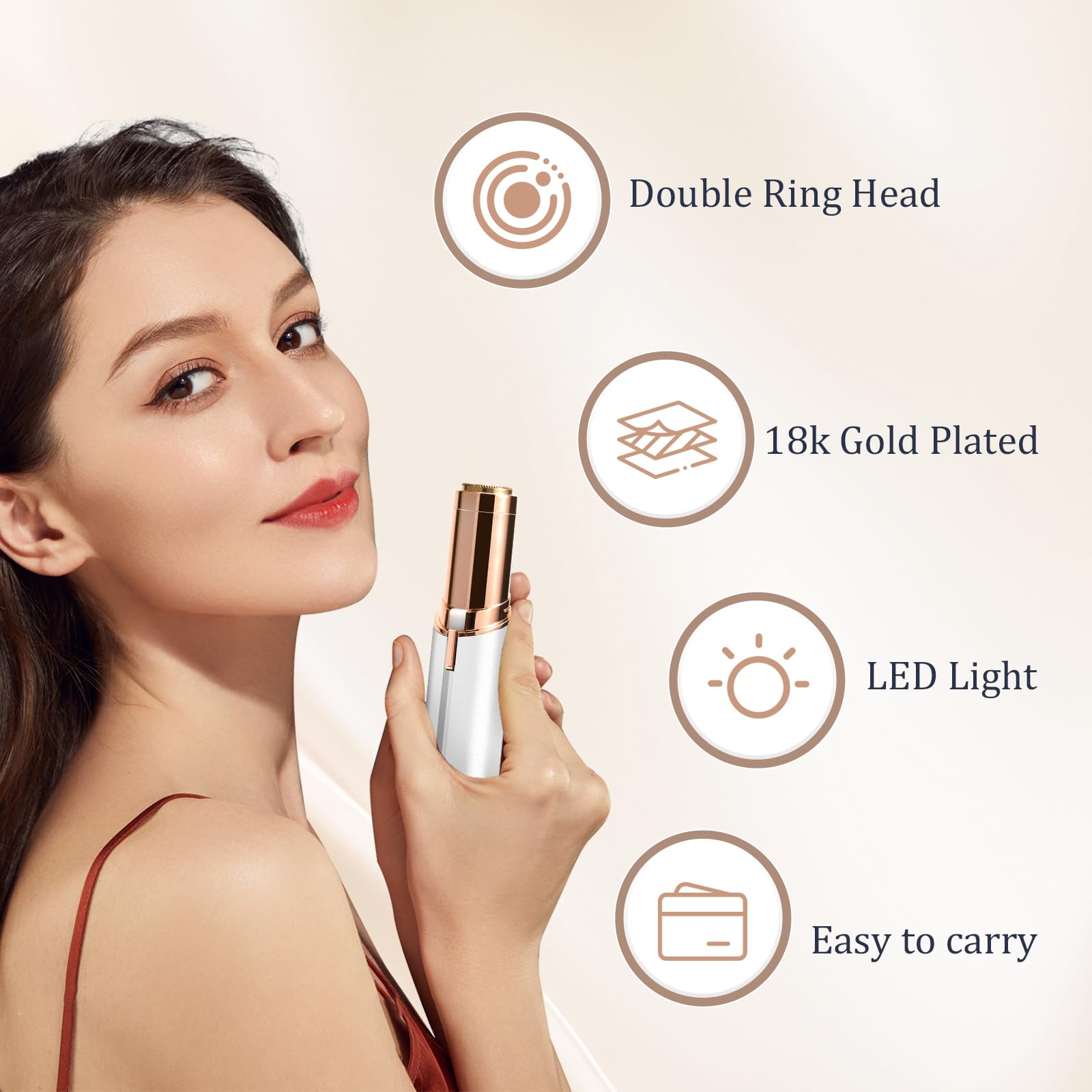 GJX facial hair remover side view highlights slim profile for easy handling.