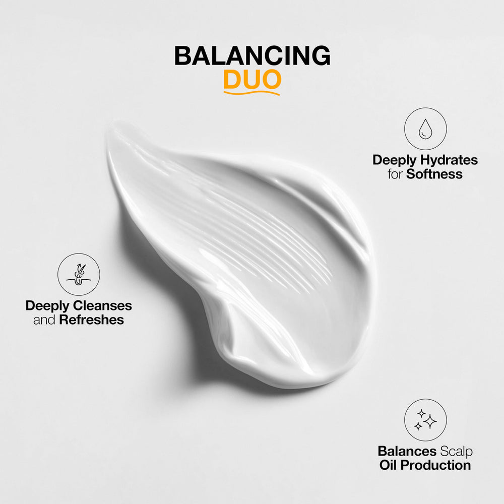 GK HAIR Balancing shampoo lather close-up emphasizes detox and oil control.