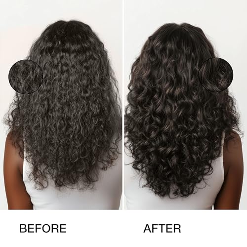 GK HAIR frizz-control closeup shows smooth, shiny finish after use.
