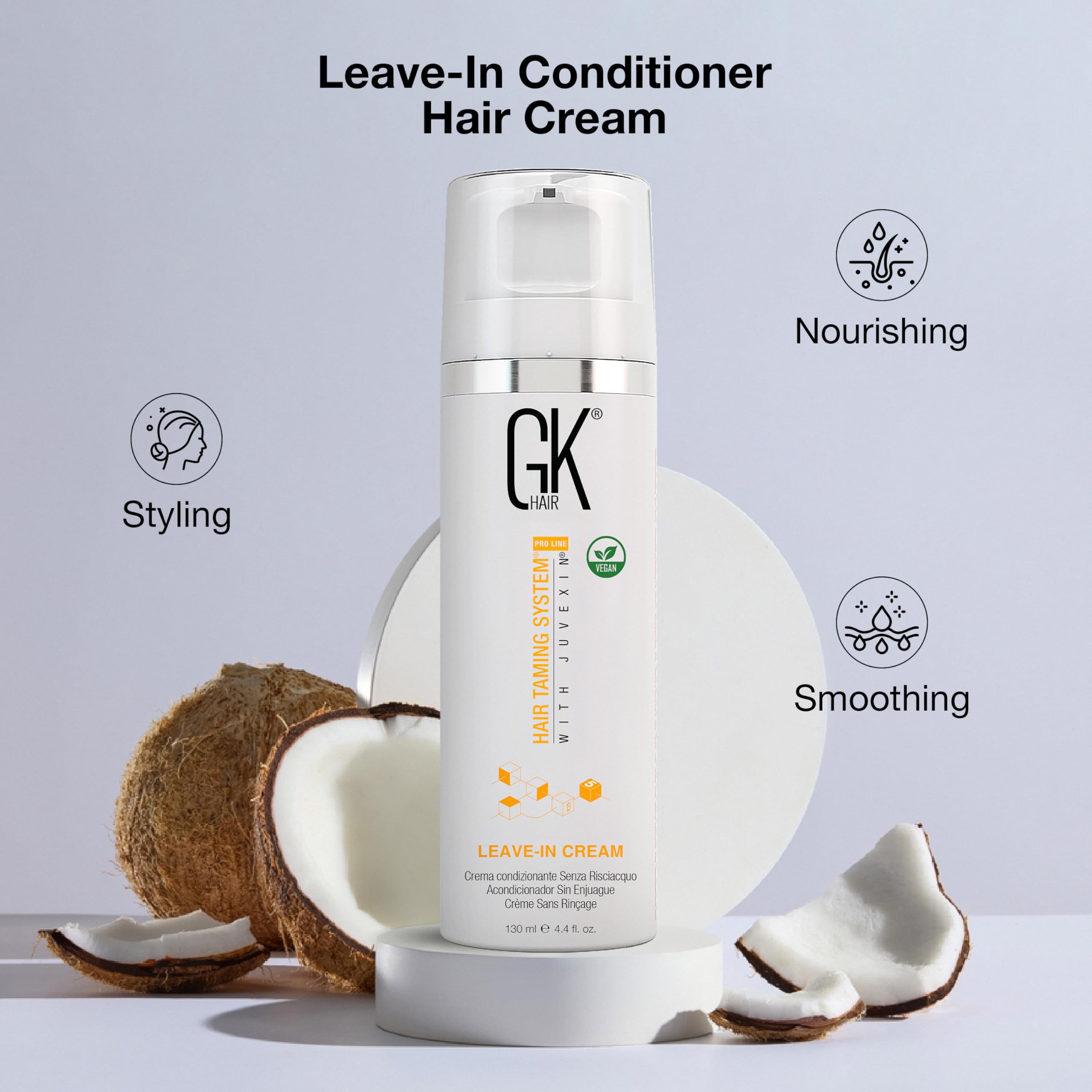 GK HAIR sulfate-free formula image highlights gentle, color-friendly care.
