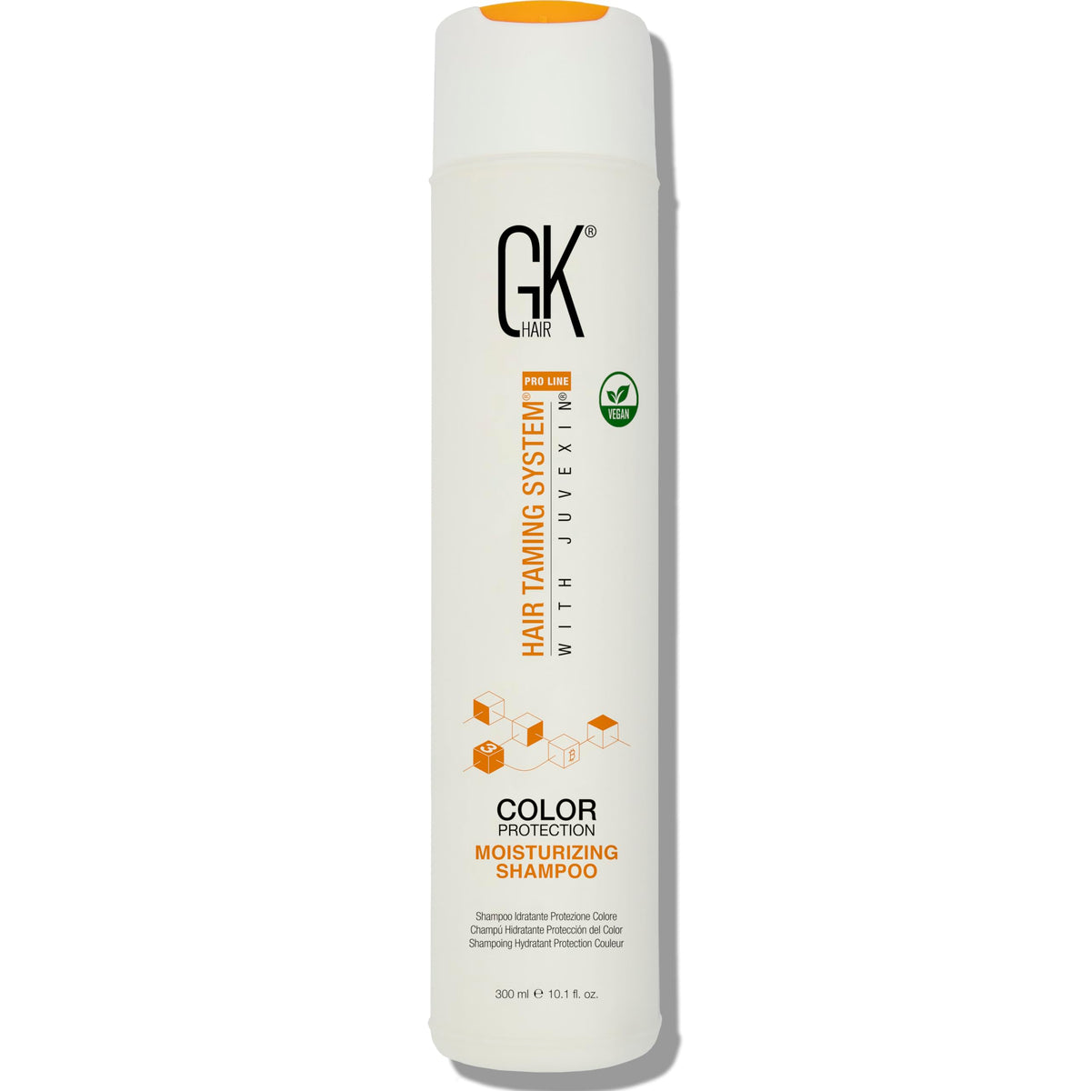 GK Hair Vegan Moisture Repair Shampoo bottle showing color-safe hydration for color-treated hair