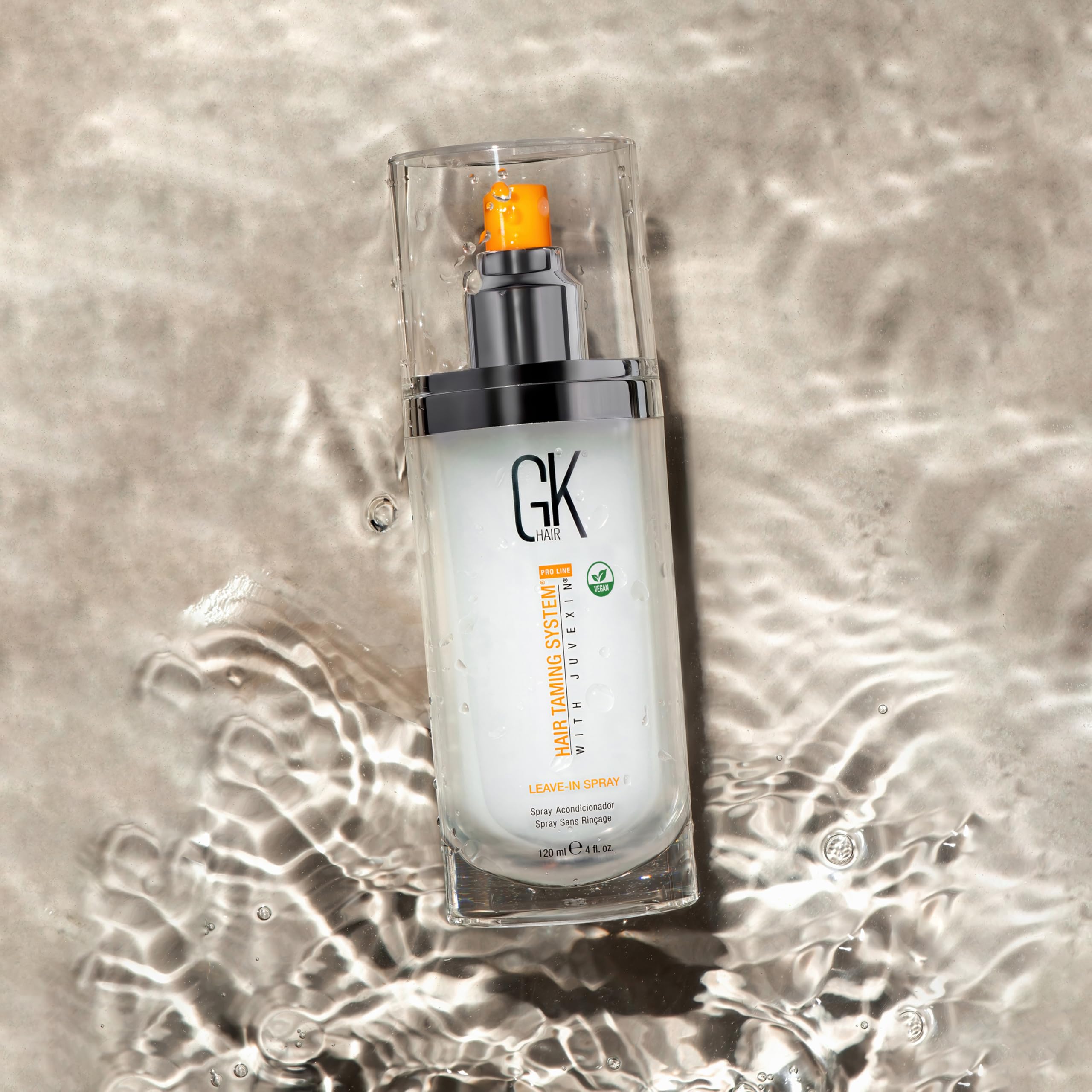 GK HAIR all hair types label image shows versatile hydration and protection.