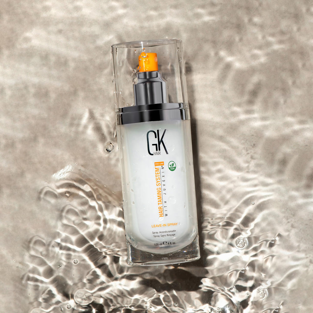 GK HAIR all hair types label image shows versatile hydration and protection.