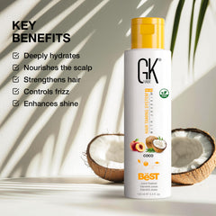 GK Hair COCO application glide demonstrates easy at-home smoothing with professional results.
