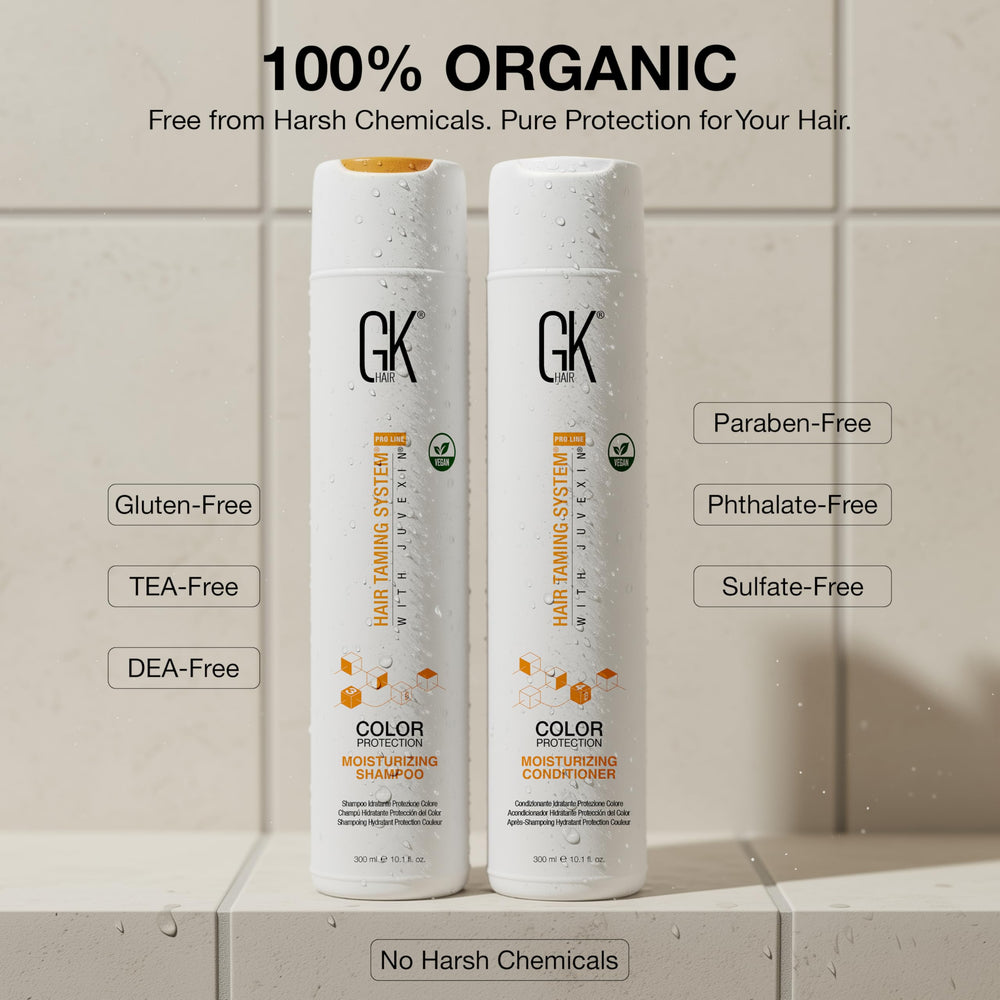 GK HAIR color-protected hair after use with shampoo and conditioner