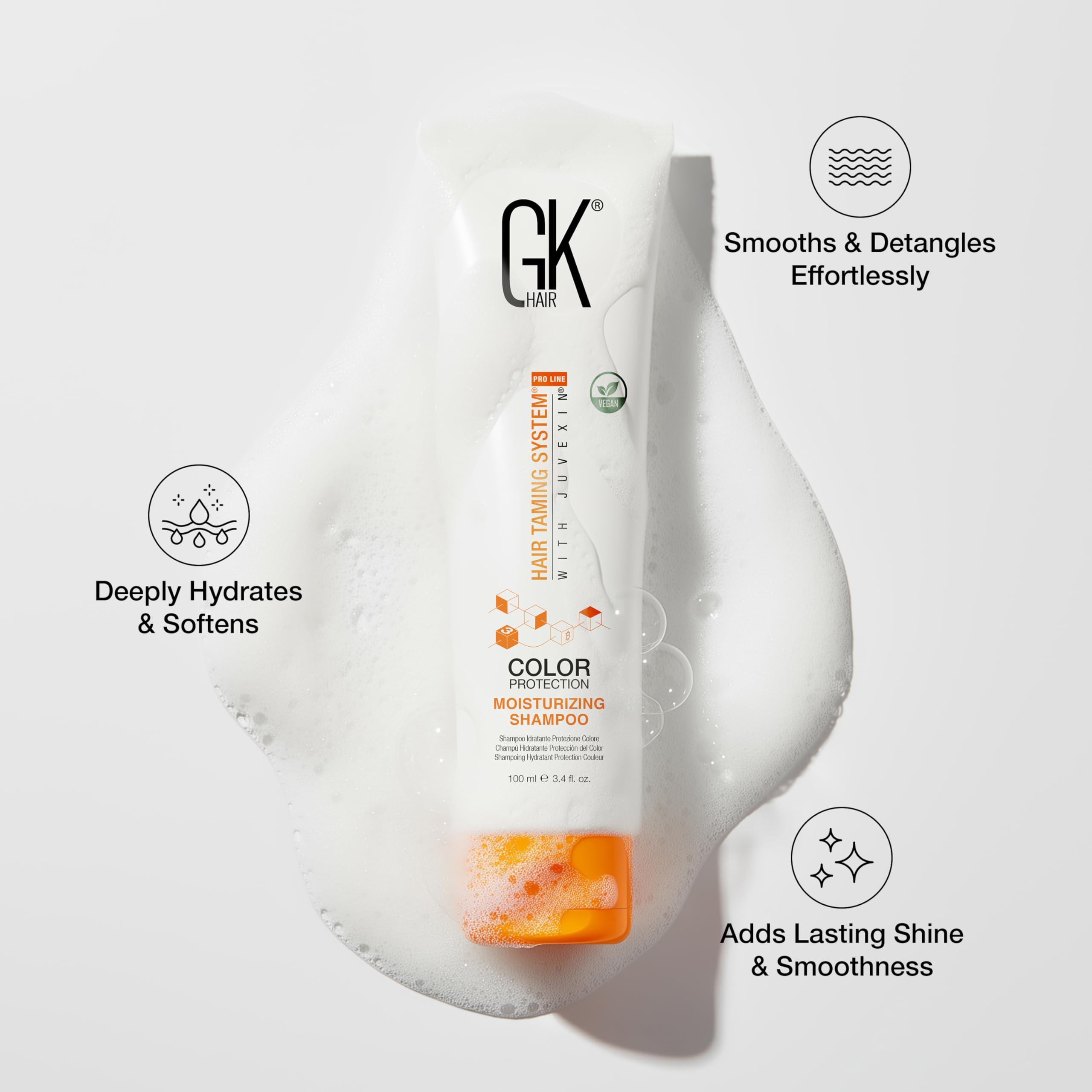 GK HAIR conditioner travel-size bottle delivers smoothing hydration for detangling