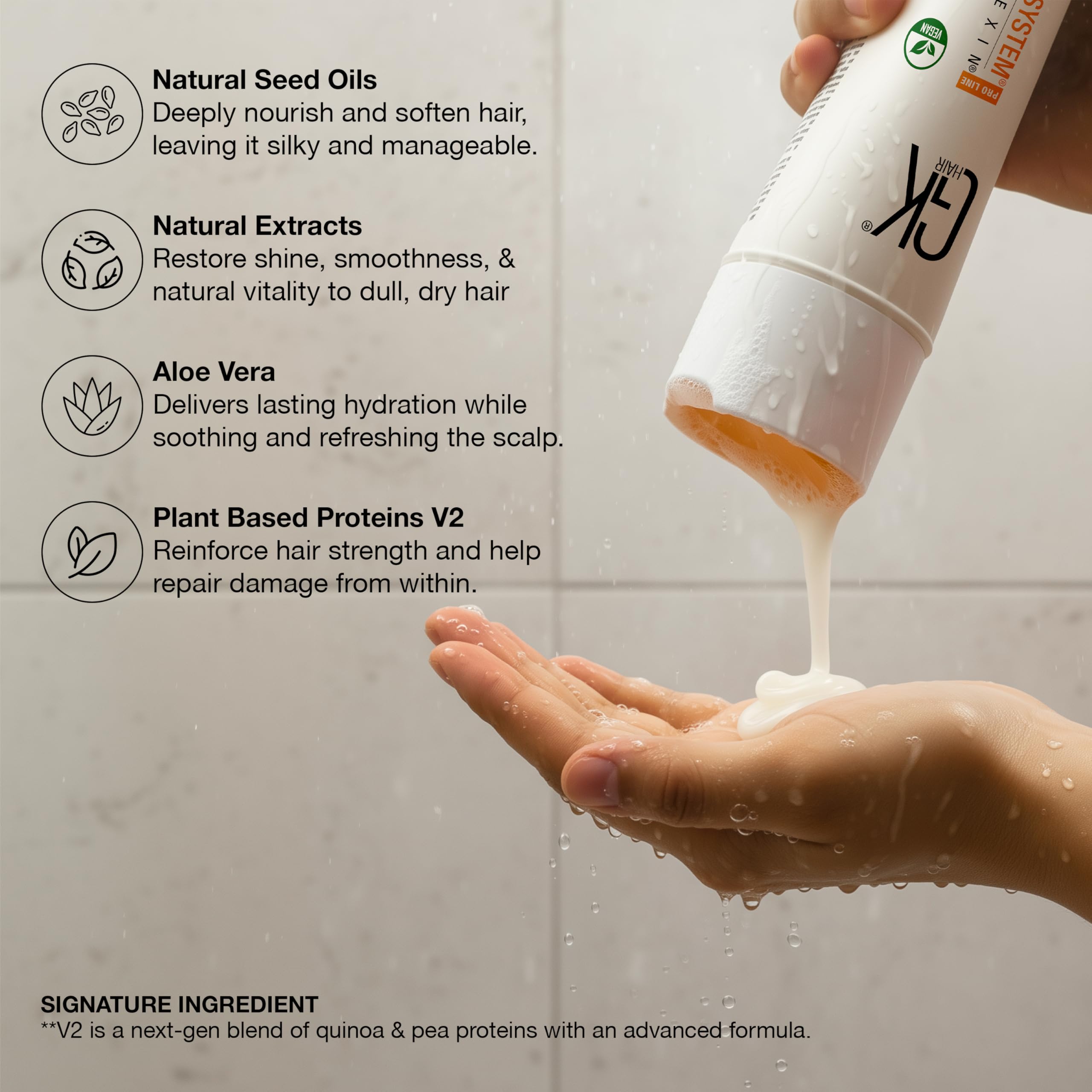 GK HAIR duo set on shelf signals color protection and volume