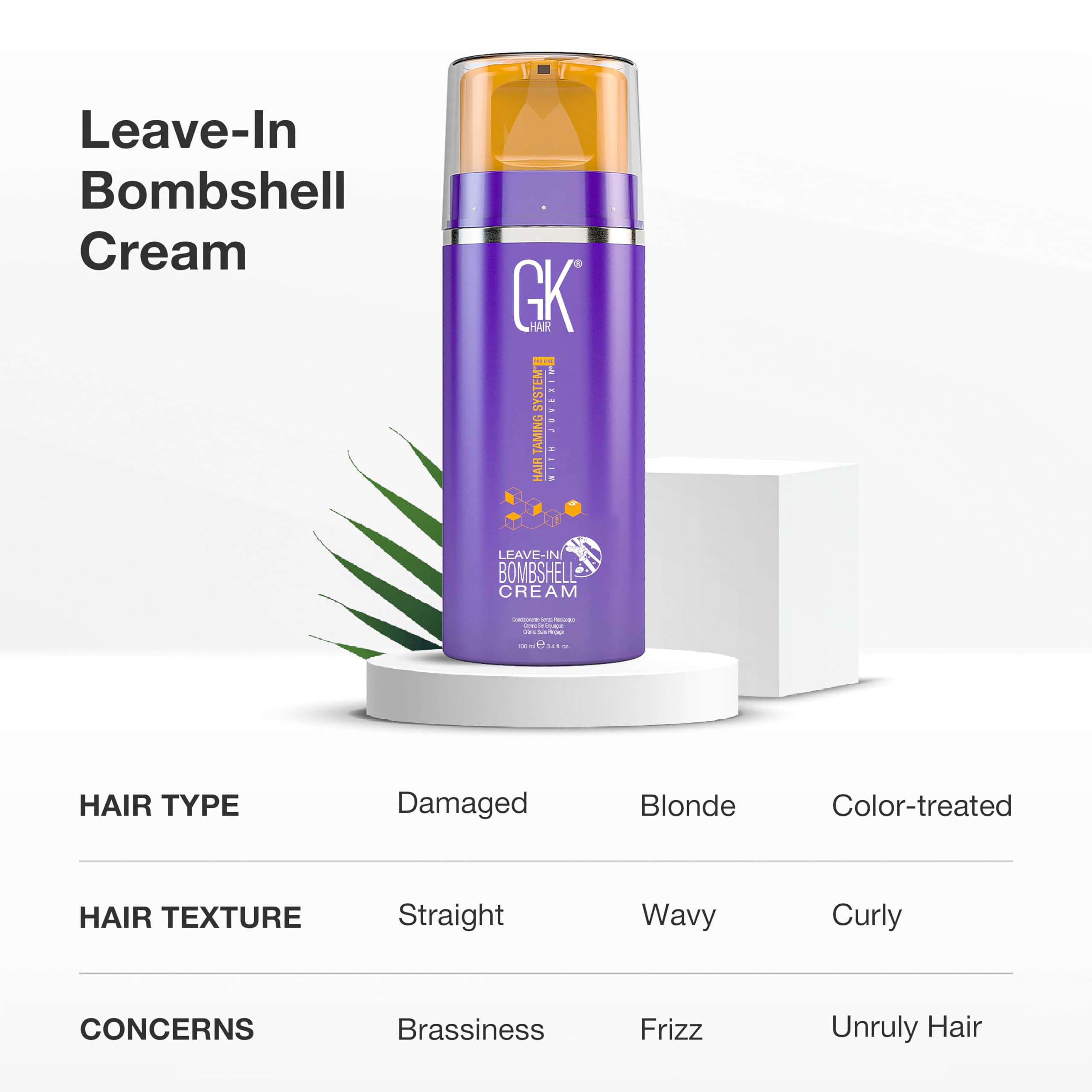 GK Hair frizz control sleek hair close-up.