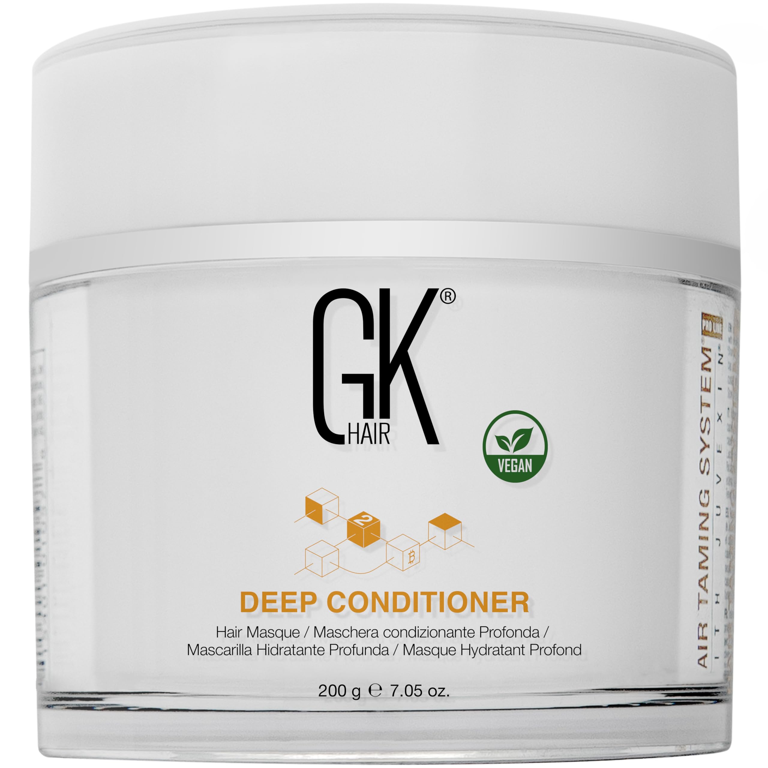 GK HAIR Global Keratin Deep Conditioner Masque bottle for hydrating dry hair.