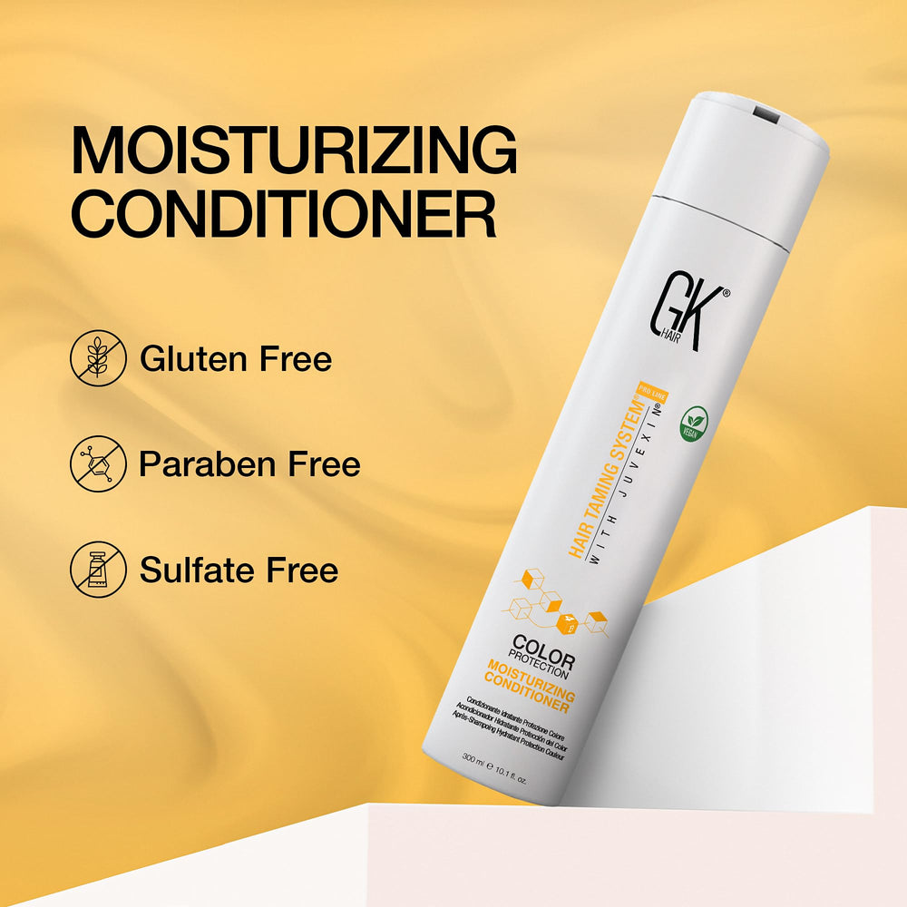 GK HAIR Hydrate conditioner close-up highlights a silky finish for color-treated hair