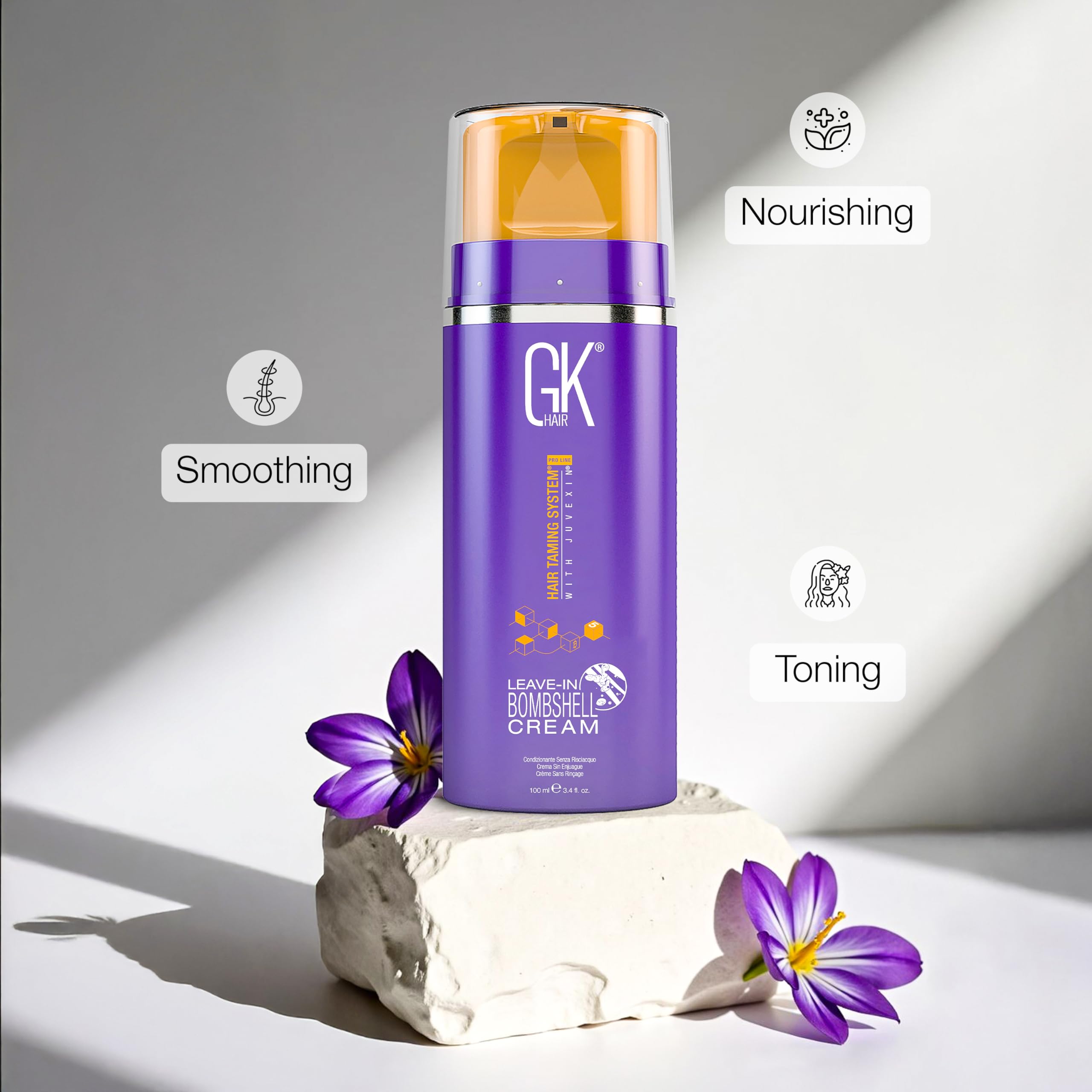 GK Hair hydration and shine on wet-looking strand.