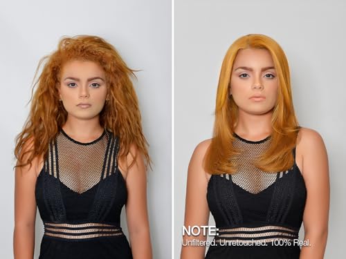 GK Hair application with gloves demonstrates easy, mess-free at-home smoothing.