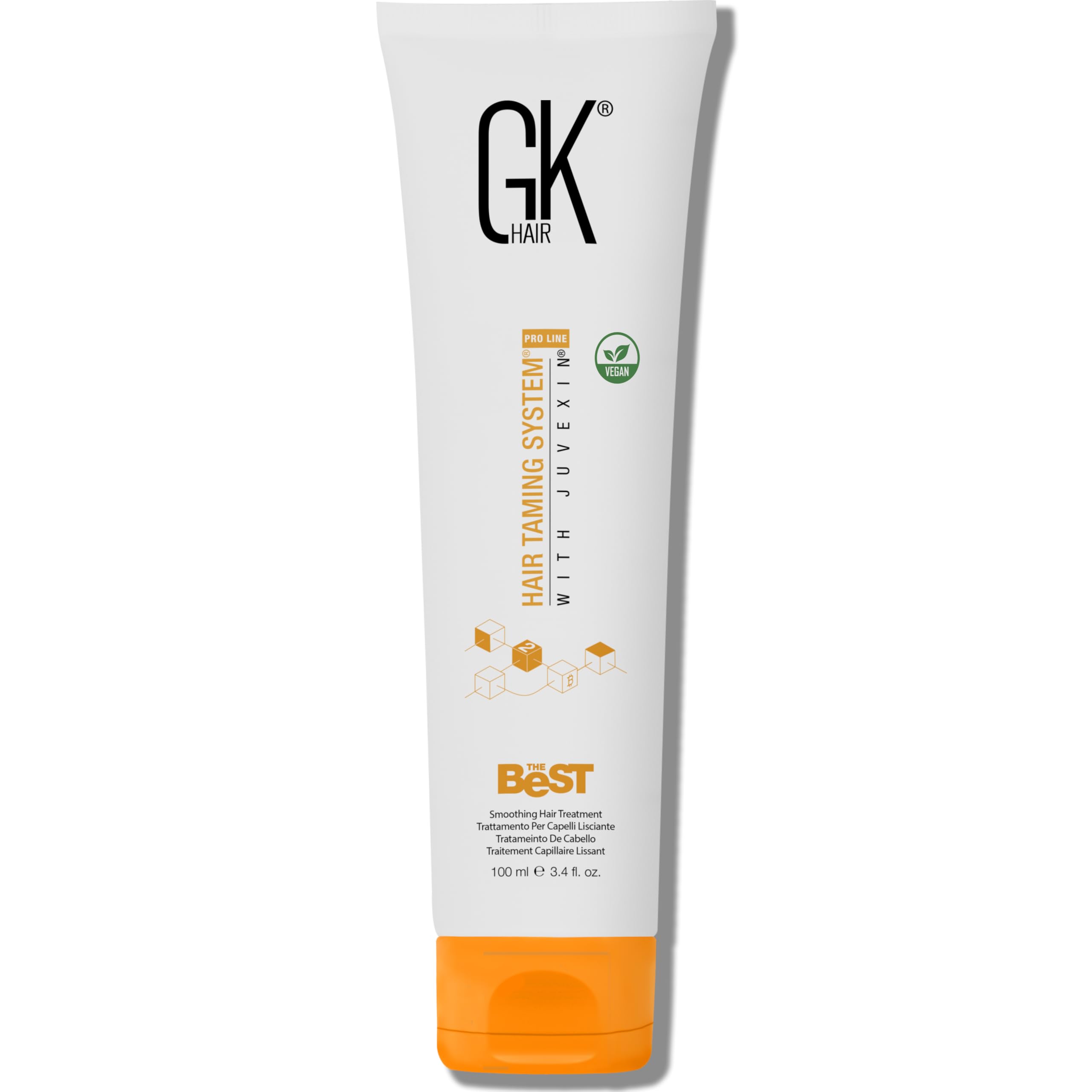 GK Hair Keratin Treatment bottle front showcases premium smoothing formula for at-home salon results.