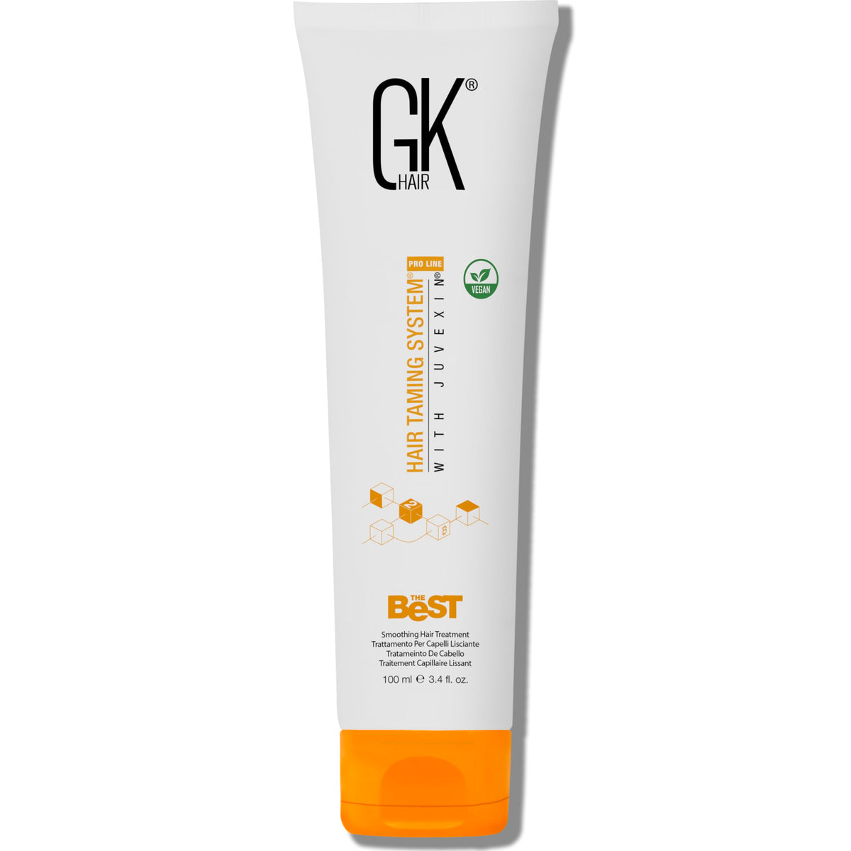 GK Hair Keratin Treatment bottle front showcases premium smoothing formula for at-home salon results.
