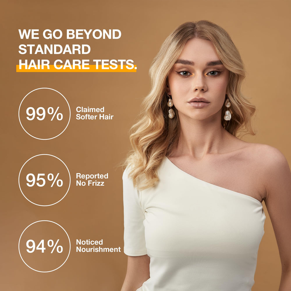 GK HAIR Oil Frizz Serum on hair after use reveals glossy, frizz-free strands.