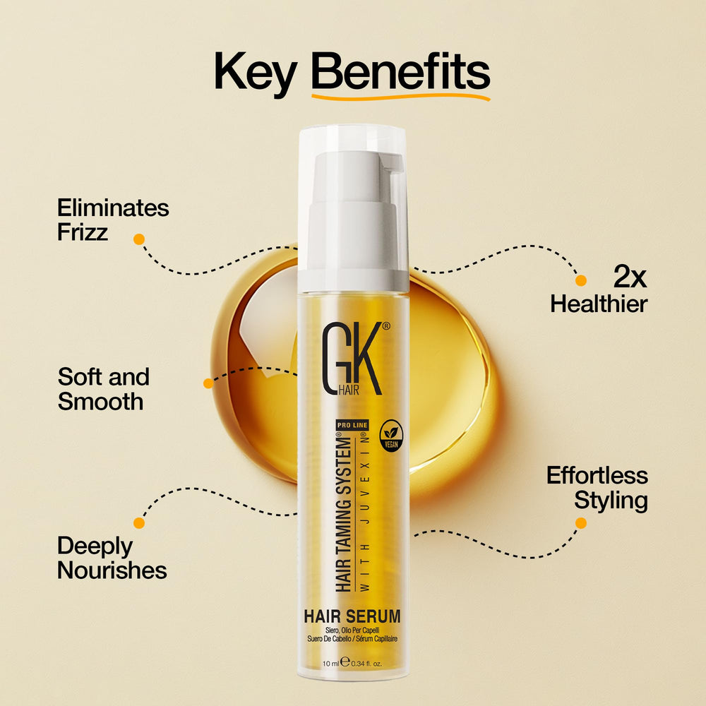 GK HAIR Oil travel-pack packaging in compact size.