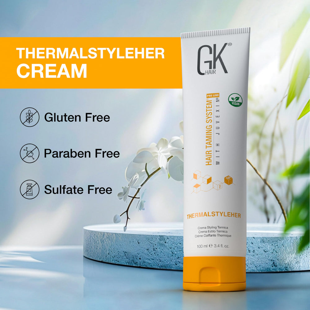 Frizz is minimized as heat styling passes by thanks to ThermalStyleHer.
