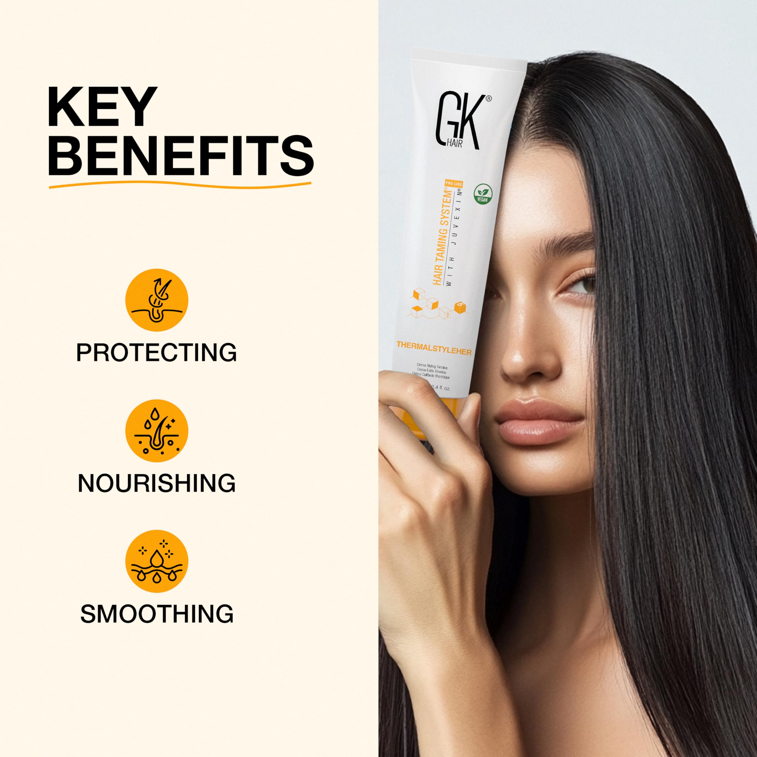 Hair feels smooth and nourished with ThermalStyleHer during styling.
