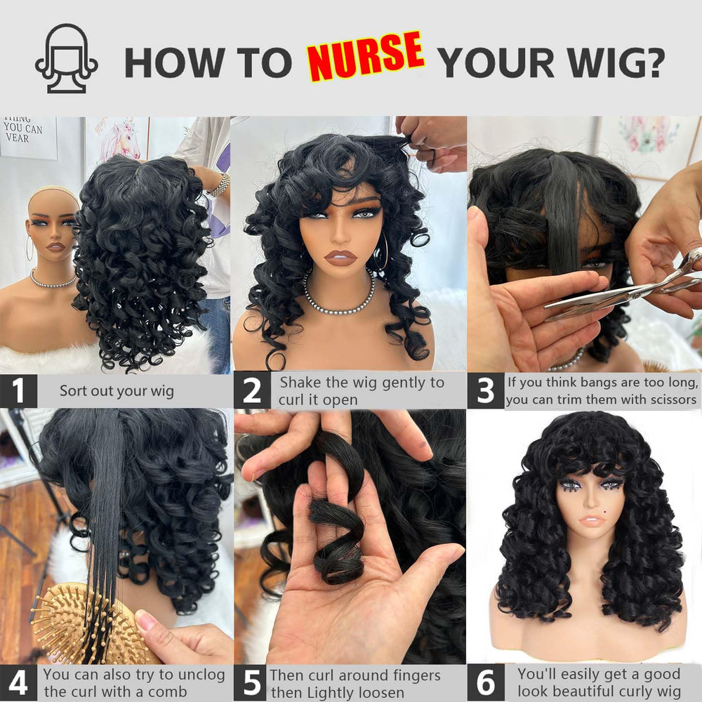 GKtineke Curly Wig wig-cap-included ensures quick start and secure fit