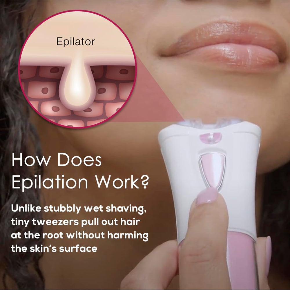 Glabrous Skin epilator hands-on demo proving easy at-home operation.