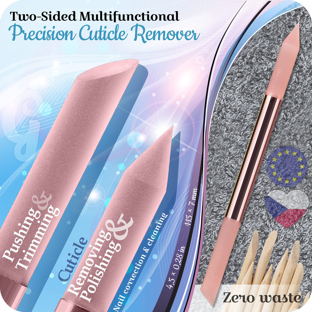 GLADZY crystal glass cuticle remover with pointed end for hard to reach areas