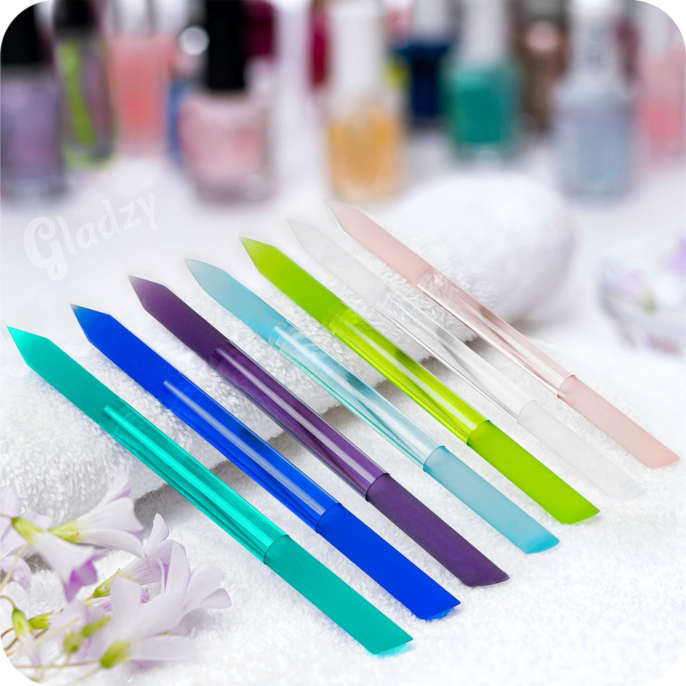 GLADZY Glass Cuticle Pusher etched dual grit for lasting performance