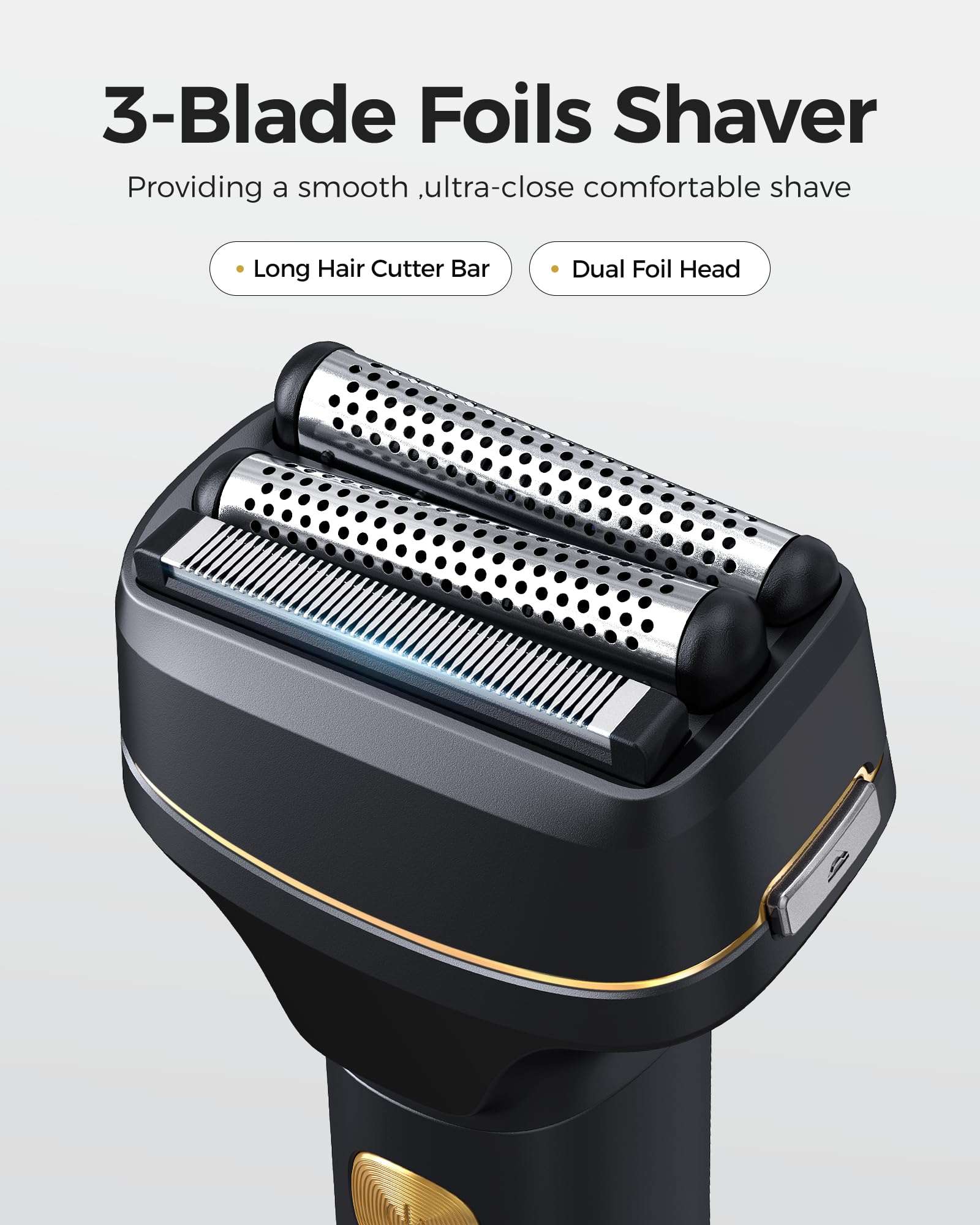 GLAKER cordless beard trimming demonstrates precise shaping during morning routine.